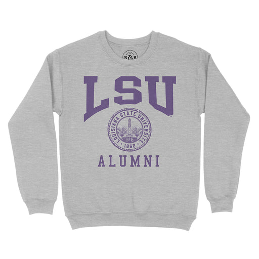 B&B Dry Goods LSU Tigers Name Drop Memorial Seal Alumni Fleece Crewneck - Heather Grey