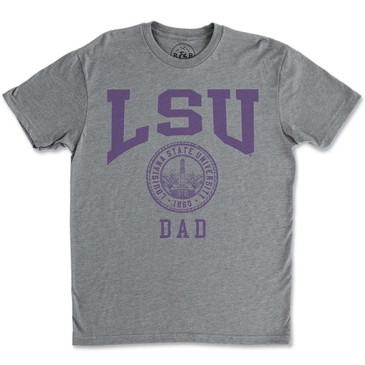 B&B Dry Goods LSU Tigers Name Drop Memorial Seal Dad T-Shirt - Heather Grey