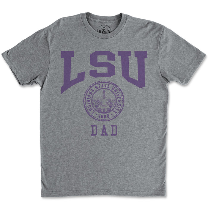 B&B Dry Goods LSU Tigers Name Drop Memorial Seal Dad T-Shirt - Heather Grey