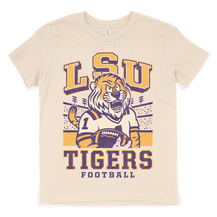B&B Dry Goods LSU Tigers QB Mike Football Stadium Youth T-Shirt - Cream