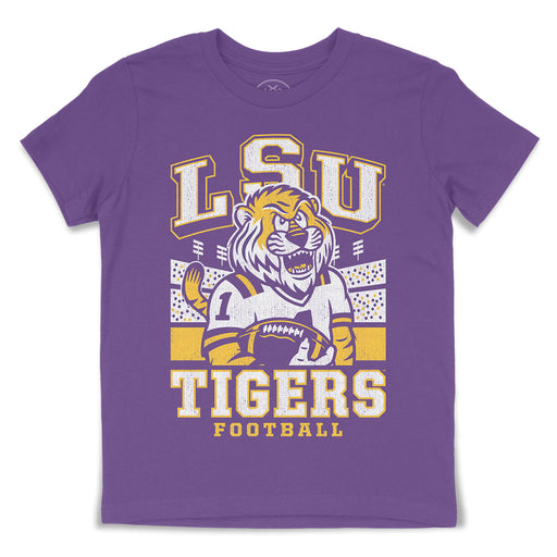 B&B Dry Goods LSU Tigers QB Mike Football Stadium Youth T-Shirt - Purple