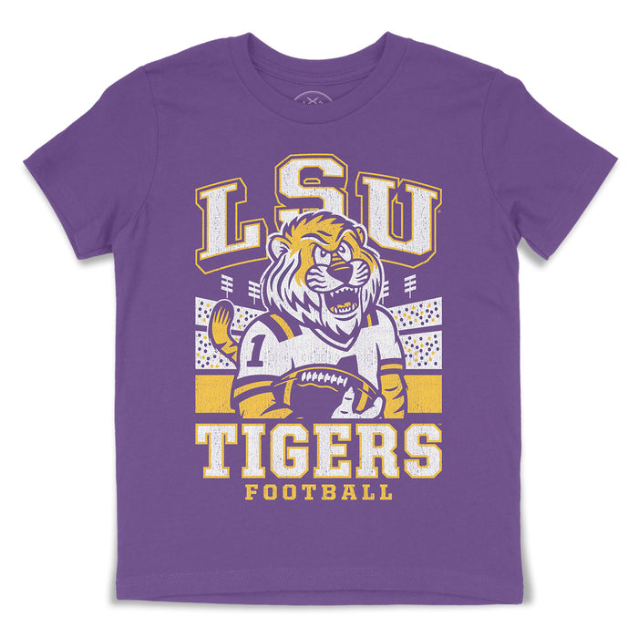 B&B Dry Goods LSU Tigers QB Mike Football Stadium Youth T-Shirt - Purple