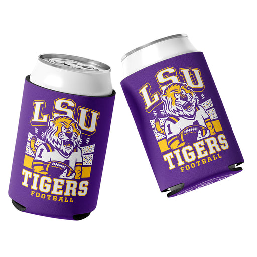 B&B Dry Goods LSU Tigers QB Mike Stitched Neoprene Sublimated Double Sided Can Holder / Koozie - Purple