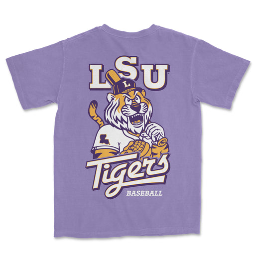 B&B Dry Goods LSU Tigers Slugger Mike Baseball Garment Dyed T-Shirt - Violet