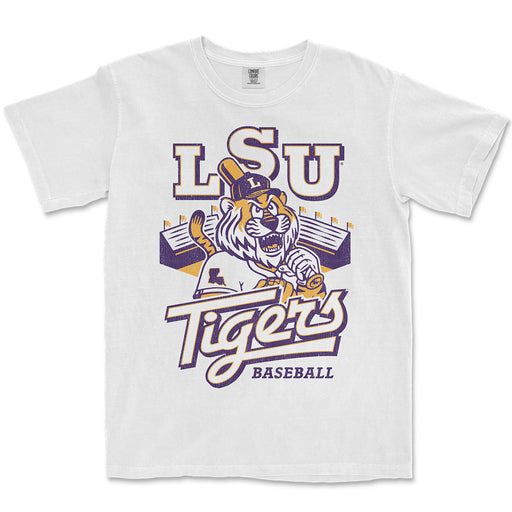 B&B Dry Goods LSU Tigers Slugger Mike Baseball Stadium Garment Dyed T-Shirt - White