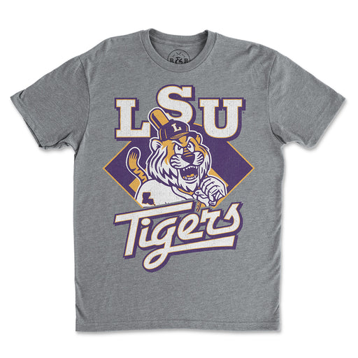 B&B Dry Goods LSU Tigers Slugger Mike Diamond Baseball Tri-Blend T-Shirt - Heather Grey