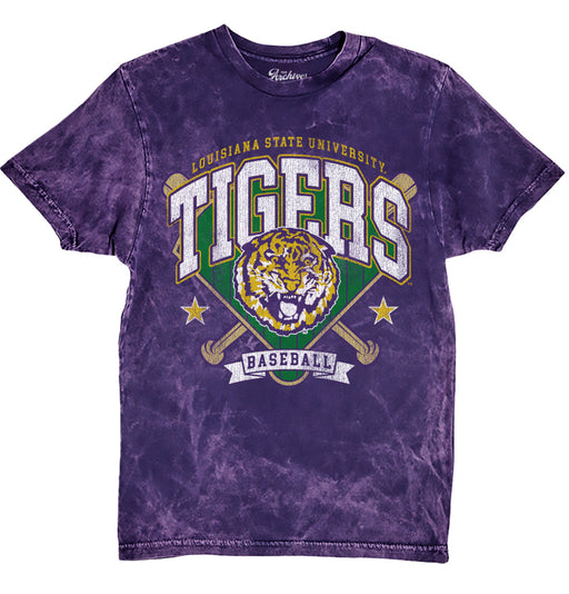 B&B Dry Goods LSU Tigers The Archives Baseball Double Play Mineral Washed T-Shirt - Cloud Purple