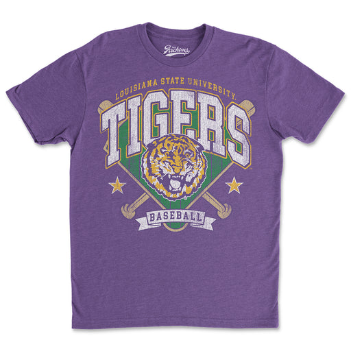 B&B Dry Goods LSU Tigers The Archives Baseball Double Play Tri-Blend T-Shirt - Purple
