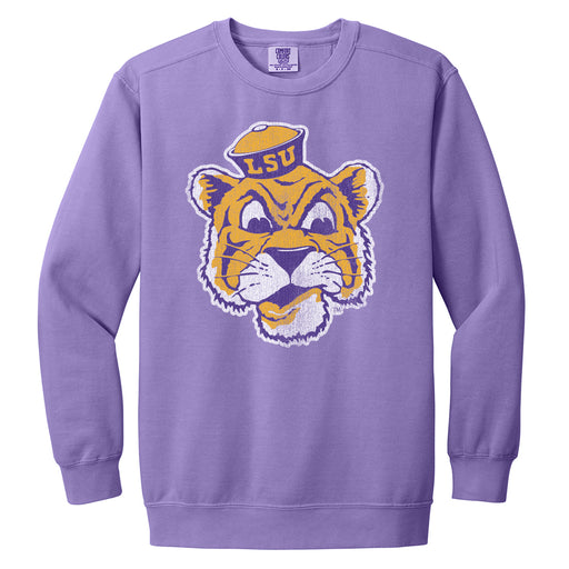 B&B Dry Goods LSU Tigers The Archives Beanie Mike Garment Dyed Crewneck Sweatshirt - Violet