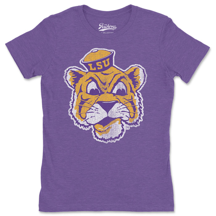 B&B Dry Goods LSU Tigers The Archives Beanie Mike Women's Tri-Blend T-Shirt - Purple