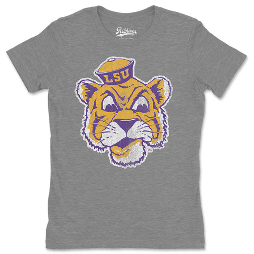 B&B Dry Goods LSU Tigers The Archives Beanie Mike Women's Tri-Blend T-Shirt - Grey