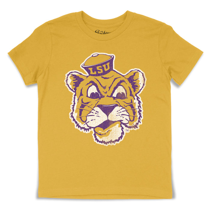 B&B Dry Goods LSU Tigers The Archives Beanie Mike Youth T-Shirt - Mustard