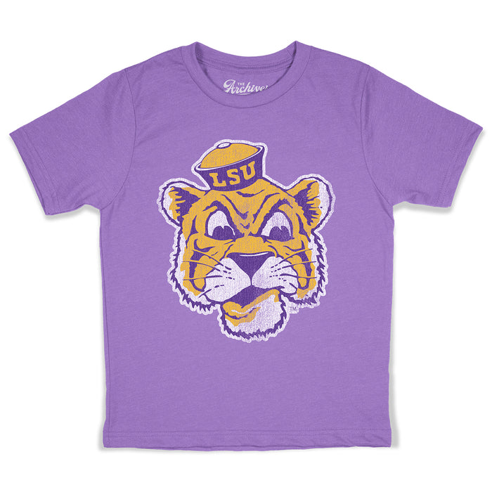 B&B Dry Goods LSU Tigers The Archives Beanie Mike Youth T-Shirt - Purple Heather