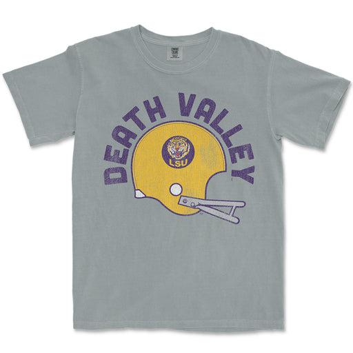 B&B Dry Goods LSU Tigers The Archives Death Valley Vault Helmet Garment Dyed T-Shirt - Granite