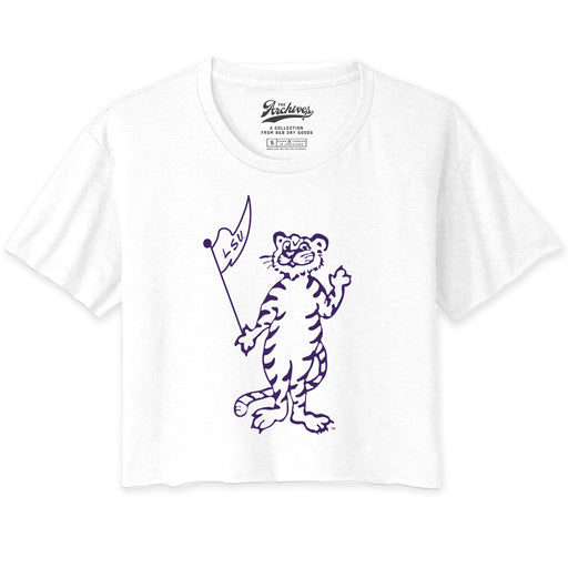 B&B Dry Goods LSU Tigers The Archives Pennant Mike Boyfriend Crop T-Shirt - White