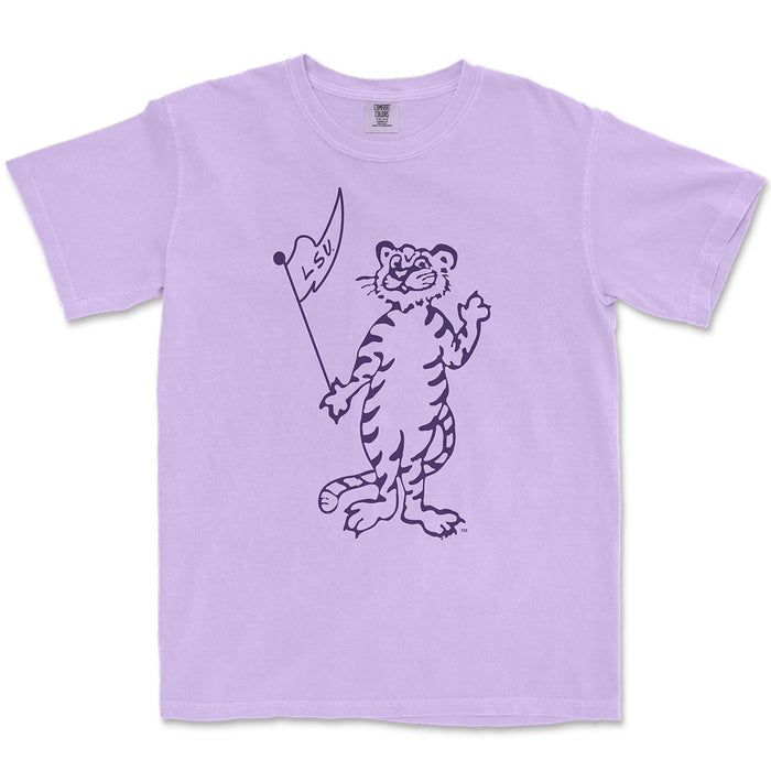 B&B Dry Goods LSU Tigers The Archives Pennant Mike Garment Dyed T-Shirt - Orchid