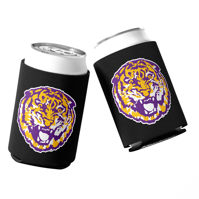 B&B Dry Goods LSU Tigers The Archives Round Vault Stitched Neoprene Sublimated Double Sided Can Holder / Koozie - Black