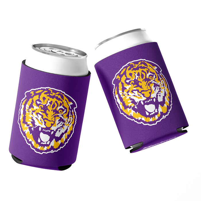 B&B Dry Goods LSU Tigers The Archives Round Vault Stitched Neoprene Sublimated Double Sided Can Holder / Koozie - Purple