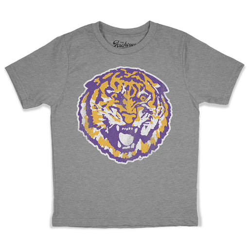 B&B Dry Goods LSU Tigers The Archives Round Vault Tri-Blend Youth T-Shirt - Grey
