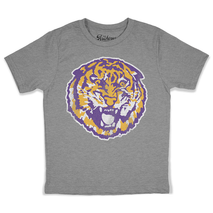 B&B Dry Goods LSU Tigers The Archives Round Vault Tri-Blend Youth T-Shirt - Grey