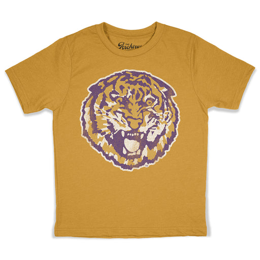 B&B Dry Goods LSU Tigers The Archives Round Vault Tri-Blend Youth T-Shirt - Mustard Tri