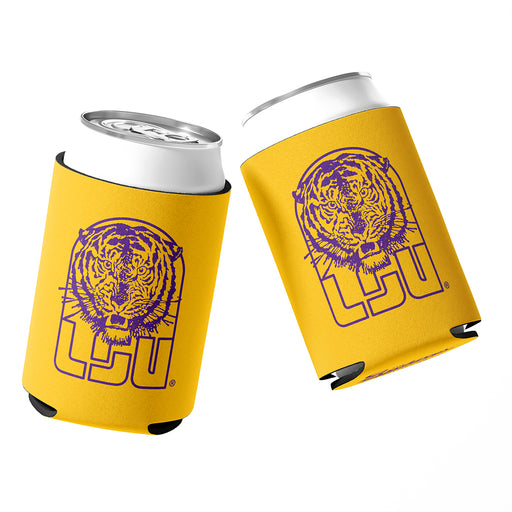 B&B Dry Goods LSU Tigers The Archives Vault Arch Stitched Neoprene Sublimated Double Sided Can Holder / Koozie - Gold