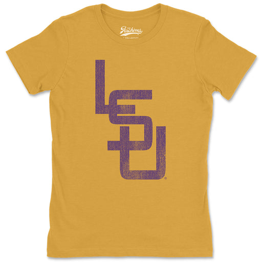 B&B Dry Goods LSU Tigers The Archives Vault Baseball Interlock Women's Tri-Blend T-Shirt - Mustard
