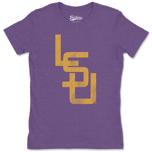B&B Dry Goods LSU Tigers The Archives Vault Baseball Interlock Women's Tri-Blend T-Shirt - Purple