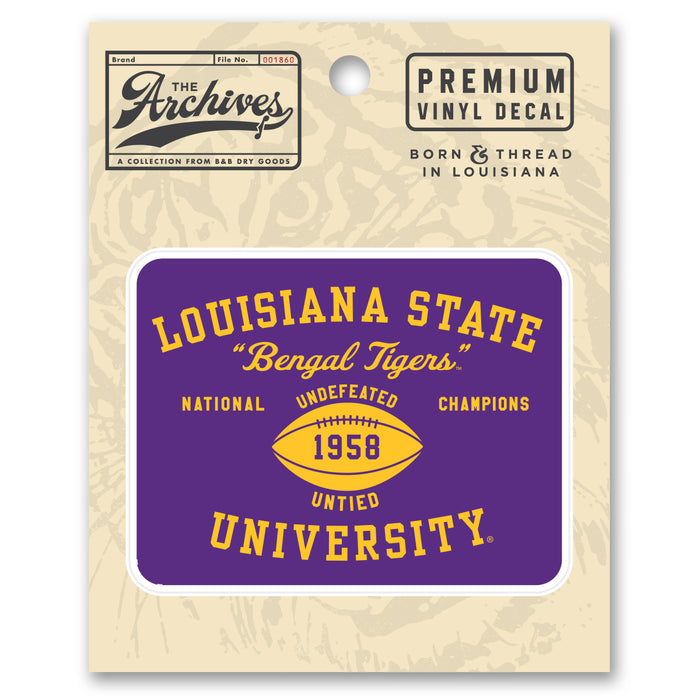 B&B Dry Goods LSU Tigers The Archives 58 Champ Premium Vinyl Decal