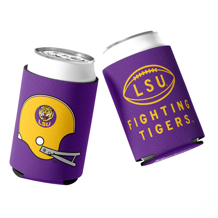 B&B Dry Goods LSU Tigers The Archives Vault Football Helmet Stitched Neoprene Sublimated Double Sided Can Holder / Koozie - Purple