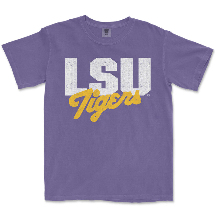 B&B Dry Goods LSU Tigers The Archives Vault Script Garment Dyed T-Shirt - Grape