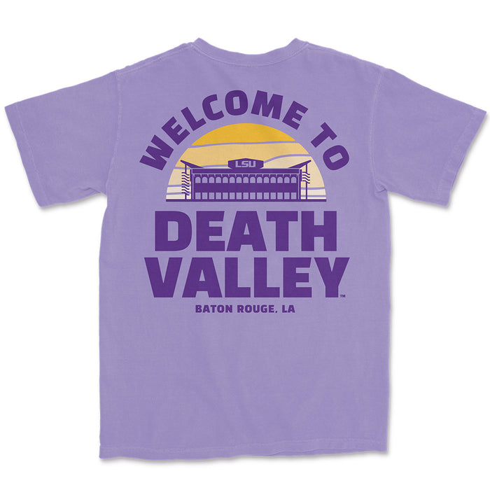 B&B Dry Goods LSU Tigers Death Valley Sunset Garment Dyed Pocket T-Shirt - Violet