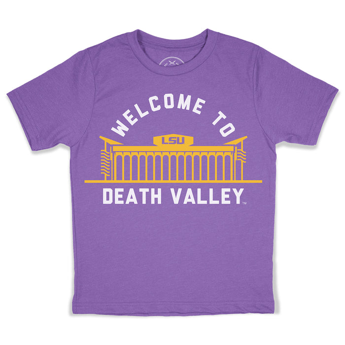 B&B Dry Goods LSU Tigers Welcome To Death Valley Youth T-Shirt - Purple