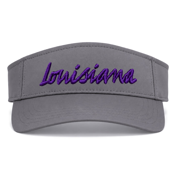 B&B Dry Goods Pacific Headwear Louisiana Script Sport Pro Performance Visor - Graphite