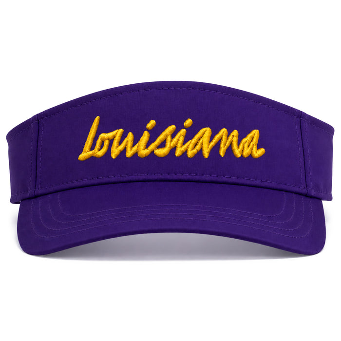 B&B Dry Goods Pacific Headwear Louisiana Script Sport Pro Performance Visor - Purple