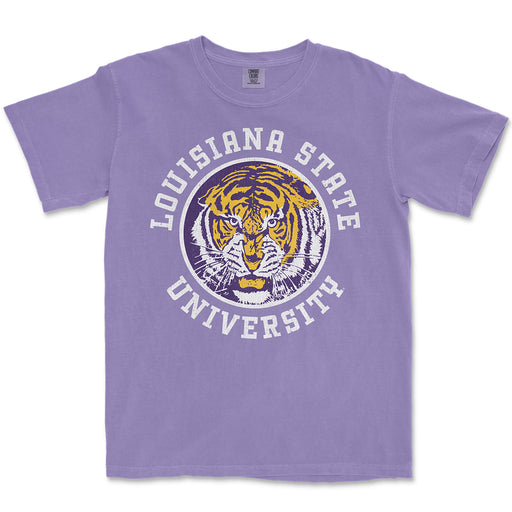 B&B Dry Goods LSU Tigers The Archives Vault Circle Text Garment Dyed T-Shirt - Violet