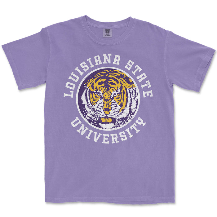 B&B Dry Goods LSU Tigers The Archives Vault Circle Text Garment Dyed T-Shirt - Violet