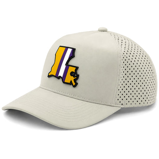 Bayou Birdie LA Helmet Perforated Performance Flat 5-Panel Hat - Khaki