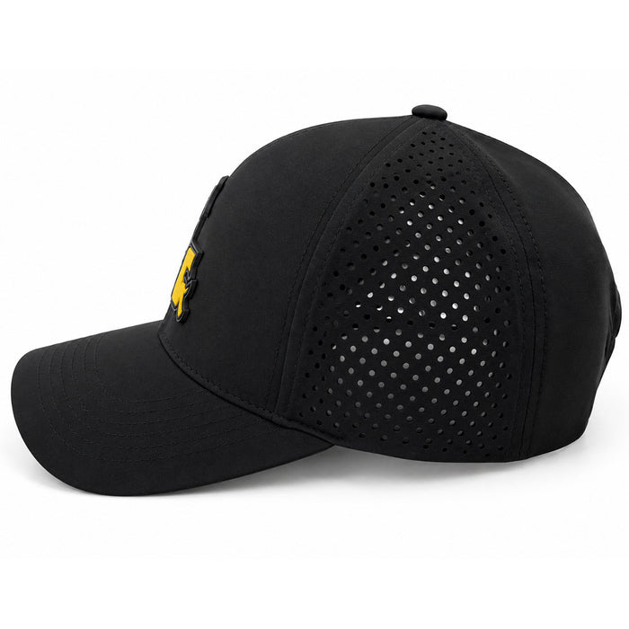 Bayou Birdie LA Helmet Perforated Performance Flat 6-Panel Hat - Black