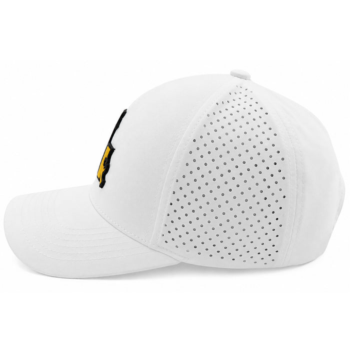 Bayou Birdie LA Helmet Perforated Performance Flat 6-Panel Hat - White