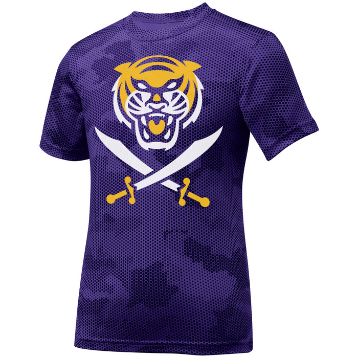 Bengals & Bandits CamoHex Youth Performance Short Sleeve T-Shirt - Purple