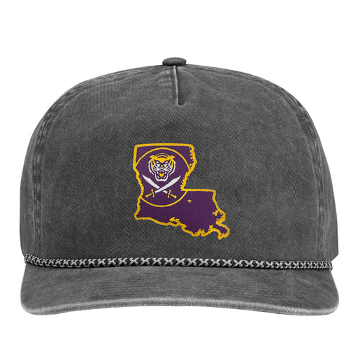 Bengals & Bandits Dri Duck LA Patch Rockwell Pigment-Dyed Five-Panel Slouch Rope Hat - Charcoal