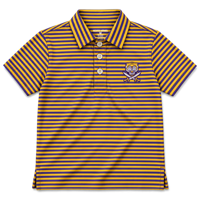 Bengals & Bandits Even Stripe Kids Performance Polo - Purple / Gold