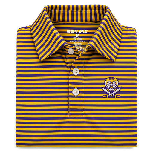 Bengals & Bandits Even Stripe Performance Stretch Polo - Purple / Gold