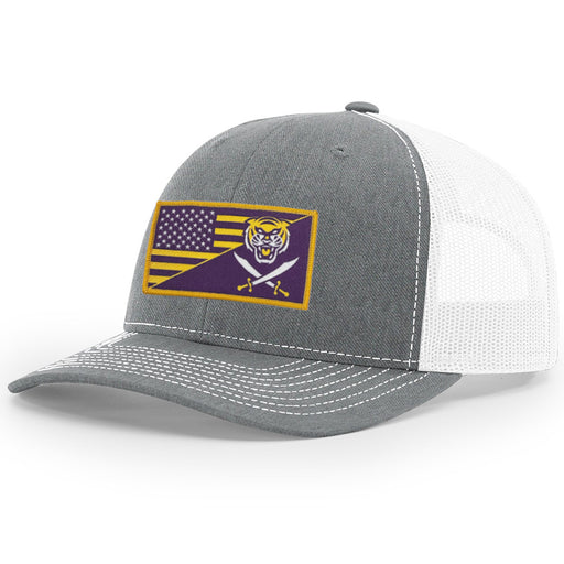 Bengals & Bandits Flag Patch Richardson 112 Trucker Snapback Hat - Heather Grey / White