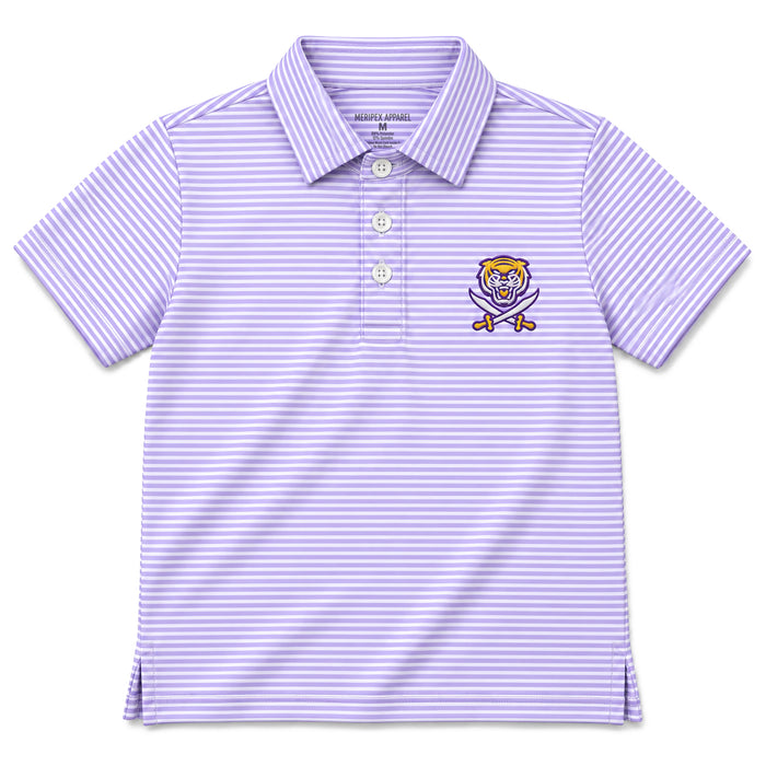 Bengals & Bandits Micro Stripe Kids Performance Polo - Lavender / White