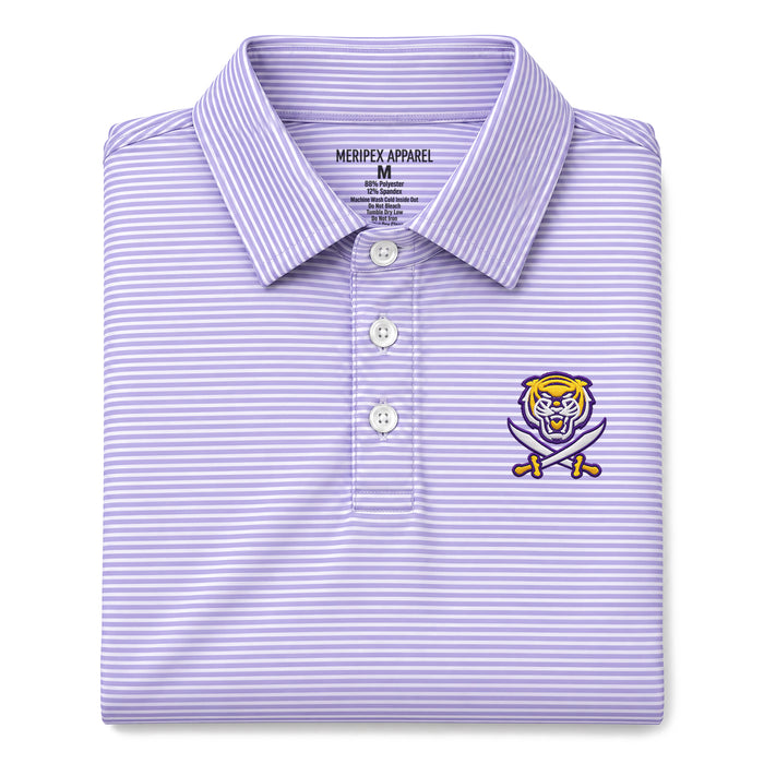 Bengals & Bandits Micro Stripe Performance Stretch Polo - Lavender / White