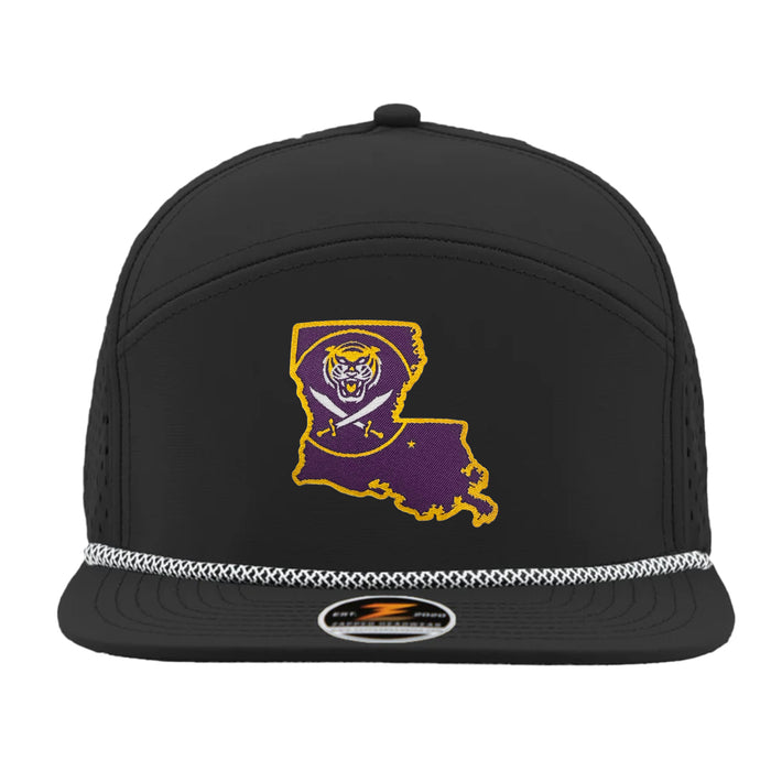 Bengals & Bandits Osprey LA Patch 7-Panel Perforated Rope Hat - Black / White Rope