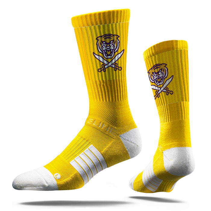 Bengals & Bandits Strideline Tri-Color Performance Crew Socks - Gold