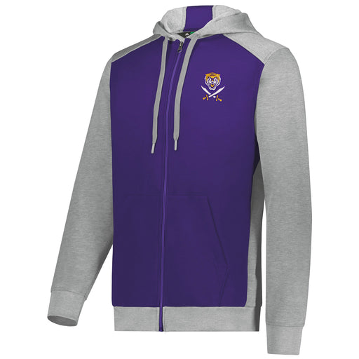 Bengals & Bandits Three Season Tri-Blend Full Zip Fleece Hooded Sweatshirt - Purple / Grey